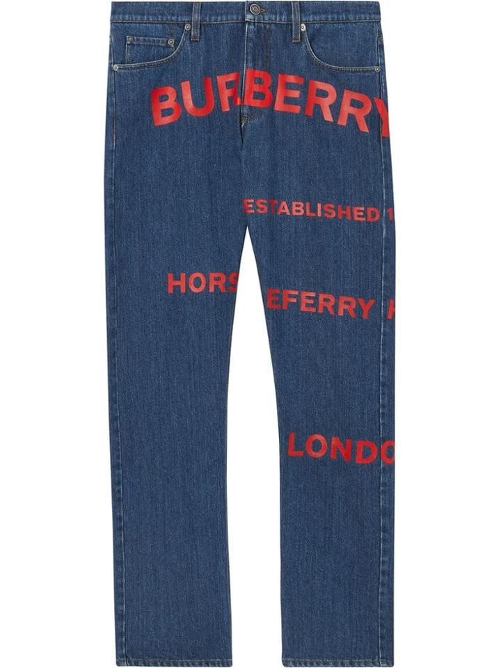 Burberry Straight Fit Horseferry Print Japanese Denim Jeans - Blue
