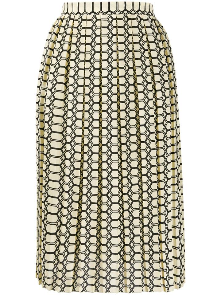 Plan C Geometric Midi Skirt - Yellow