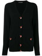 Dolce & Gabbana Cashmere Fox V-neck Cardigan - Black