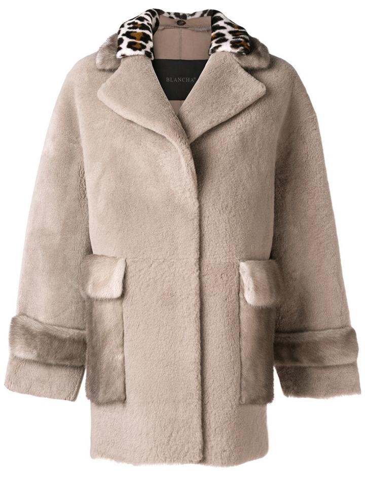 Blancha Leopard Trim Coat - Nude & Neutrals