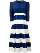 Rossella Jardini - Striped Panel Dress - Women - Cotton/viscose - 44, Women's, White, Cotton/viscose