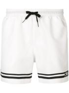 Gcds Stripe Trim Swim Shorts - White