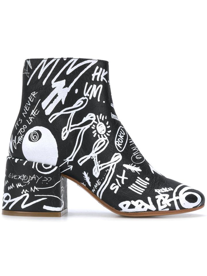 Mm6 Maison Margiela Graffiti Boots - Black