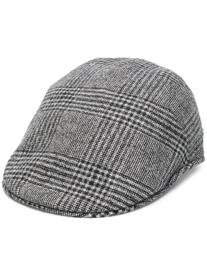 Tagliatore Bill Checked Flat Hat - Grey