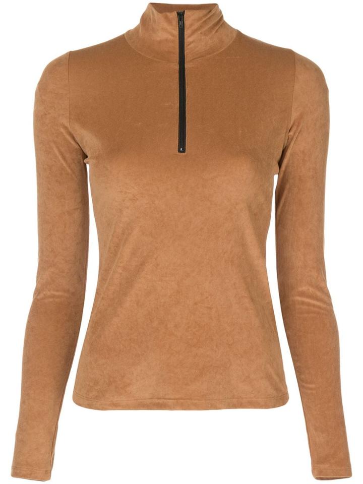 John Elliott Zip-up Fitted Top - Brown