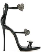 Giuseppe Zanotti Design Coline Swarovski Heart Sandals - Black