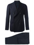 Tagliatore Double-breasted Pinstripe Two-piece Suit, Men's, Size: 50, Blue, Virgin Wool/cupro