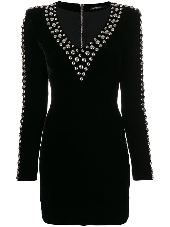 Balmain Stud-trimmed Dress - Black