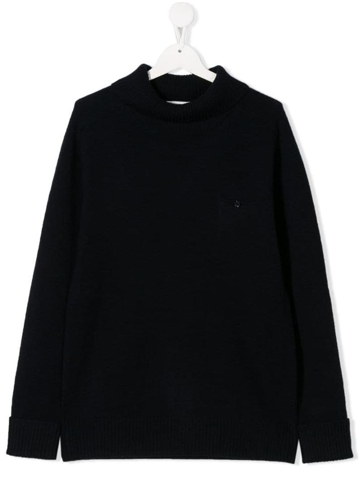 Paolo Pecora Kids Button-pocket Knitted Jumper - Blue