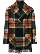 Calvin Klein 205w39nyc Double Breasted Plaid Coat - Black