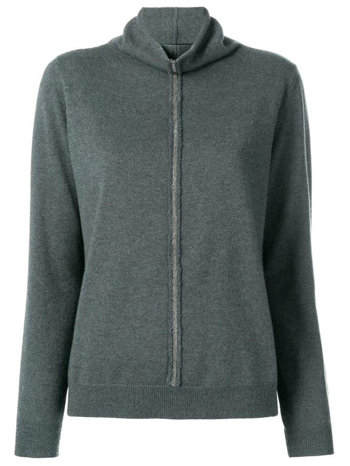 Fabiana Filippi Beaded Stripe Detail Knitted Jumper - Grey