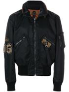 Dolce & Gabbana Funnel Collar Bomber Jacket With Patches - Black
