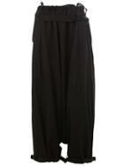 Yohji Yamamoto Pleated Drop-crotch Trousers, Women's, Size: 1, Black, Wool