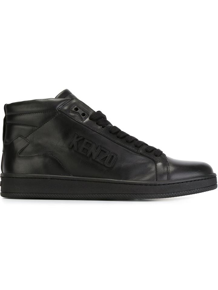 Kenzo Tenniz Hi-top Sneakers, Men's, Size: 41, Black, Leather/rubber