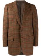 Brioni Vintage 1990's Houndstooth Checked Blazer - Brown