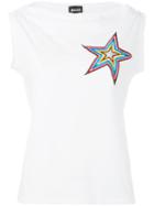 Just Cavalli Star Embroidered Patch Top, Women's, Size: Small, White, Cotton/crystal/acrylic
