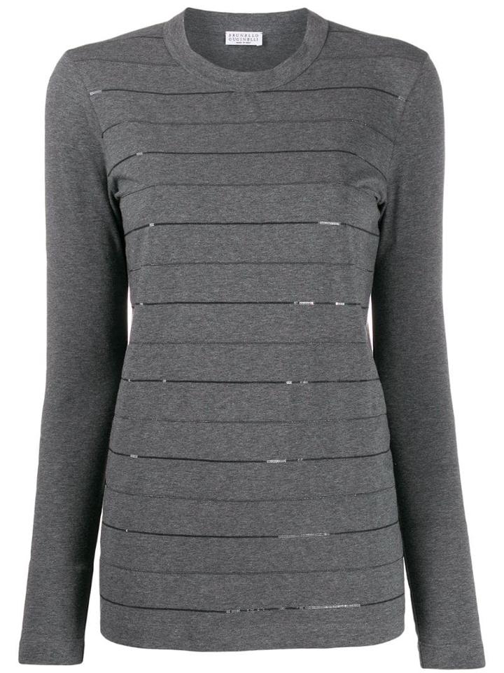Brunello Cucinelli Sequin Stripes Jumper - Grey
