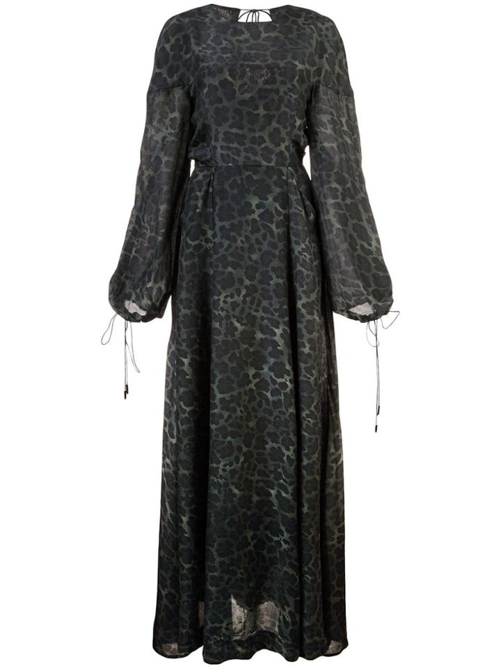 Osklen Leopard Print Maxi Dress - Green