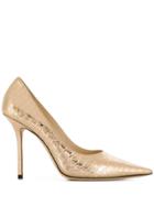 Jimmy Choo Love 100mm Crocodile-effect Pumps - Gold
