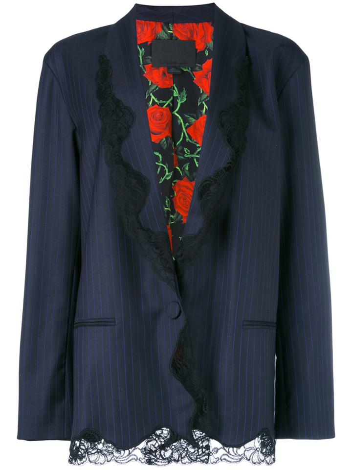 Alexander Wang Lace Trim Pinstriped Blazer - Black