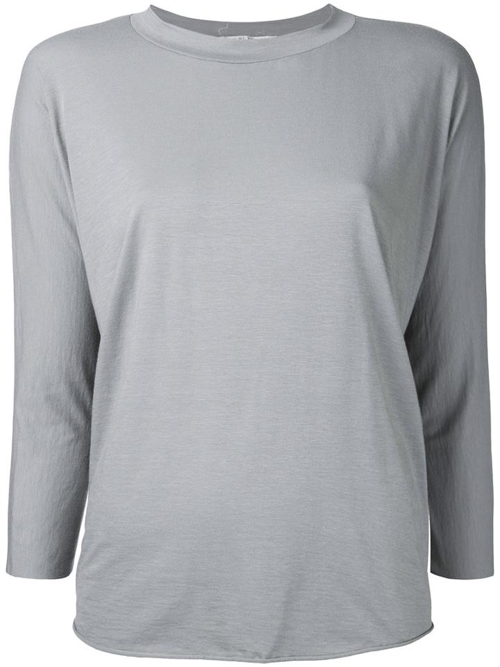 Album Di Famiglia - Longsleeved T-shirt - Women - Cotton/silk/spandex/elastane - One Size, Grey, Cotton/silk/spandex/elastane