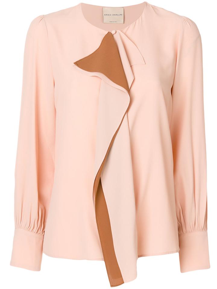 Erika Cavallini - Draped Front Blouse - Women - Silk/acetate - 44, Pink/purple, Silk/acetate