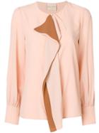 Erika Cavallini - Draped Front Blouse - Women - Silk/acetate - 44, Pink/purple, Silk/acetate