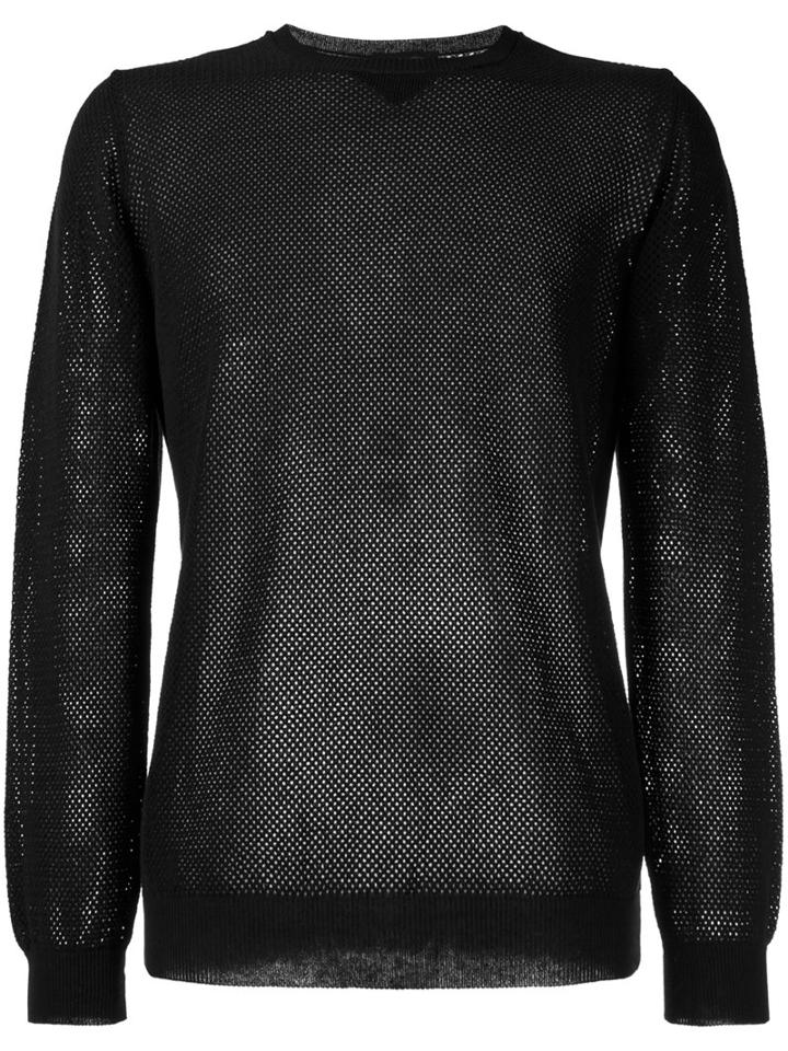 Roberto Collina Perforated Detail Sweatshirt, Men's, Size: 48, Blue, Cotton