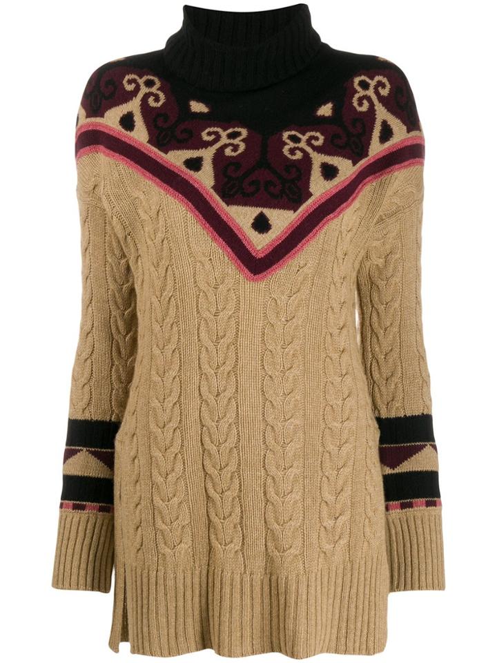 Etro Rollneck Cable Knit Sweater - Neutrals