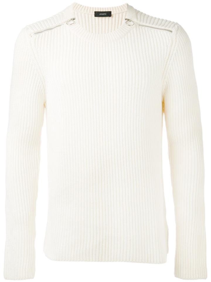 Joseph Zipped Stitch Jumper, Men's, Size: Xl, White, Wool