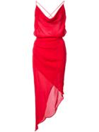 Haney Kaia Cowl-neck Asymmetric Dress - Red