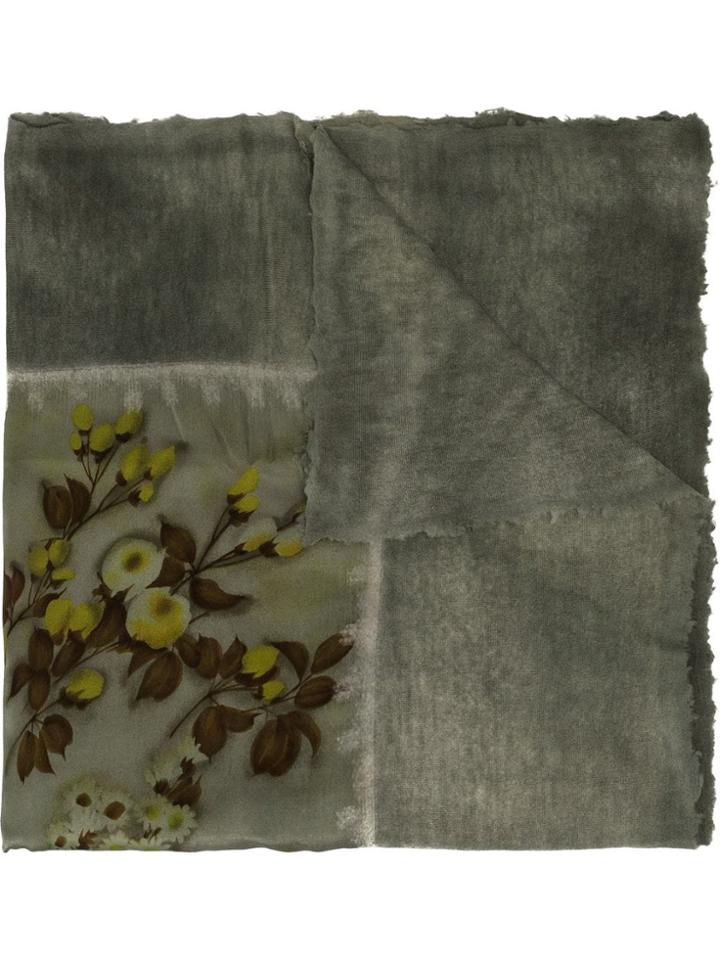 Avant Toi Floral Print Scarf - Grey