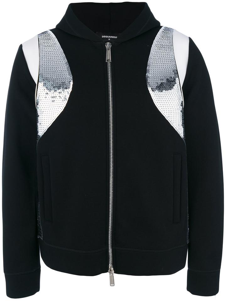 Dsquared2 - Contrast Panel Bomber Jacket - Men - Cotton/polyester/polyurethane/viscose - M, Black, Cotton/polyester/polyurethane/viscose