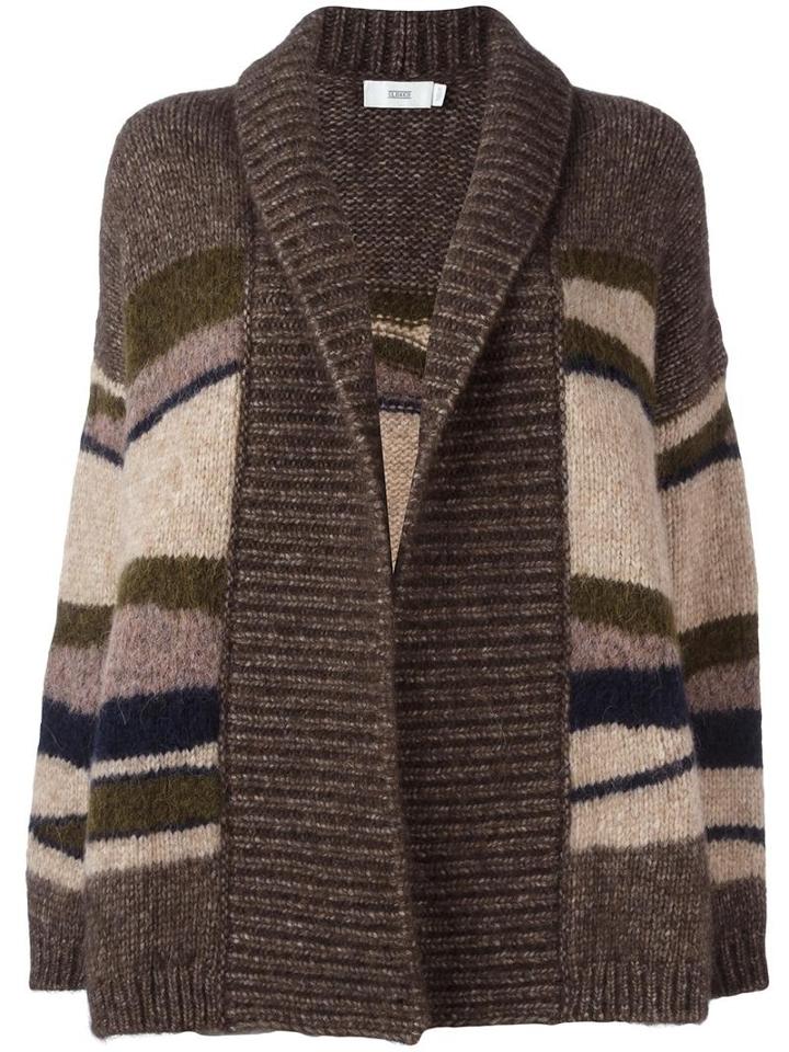 Closed Striped Cardigan, Women's, Size: Xs, Brown, Wool/alpaca
