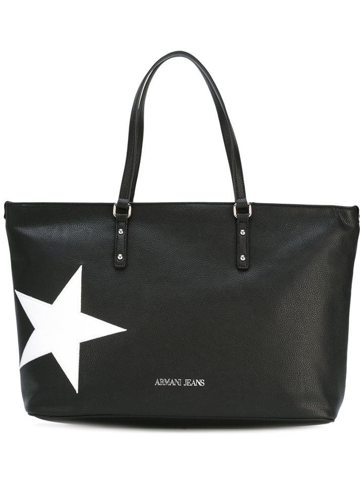 Armani Jeans - Star Patch Tote - Women - Pvc - One Size, Black, Pvc
