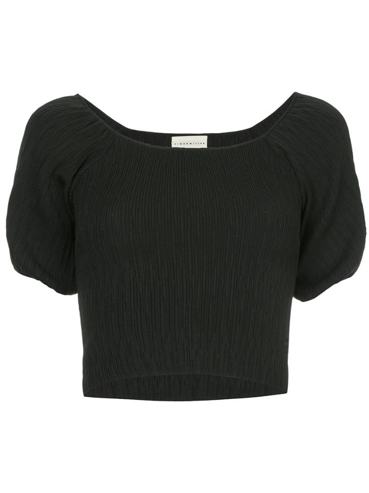 Simon Miller Gwinn Puff Sleeve Fitted Top - Black