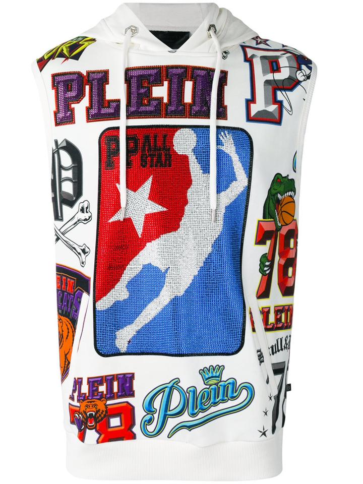 Philipp Plein - Hooded Basket Ball Printed Gilet - Men - Cotton - S, White, Cotton