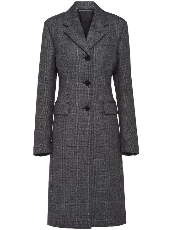 Prada Single-breasted Mid-length Coat - Grey