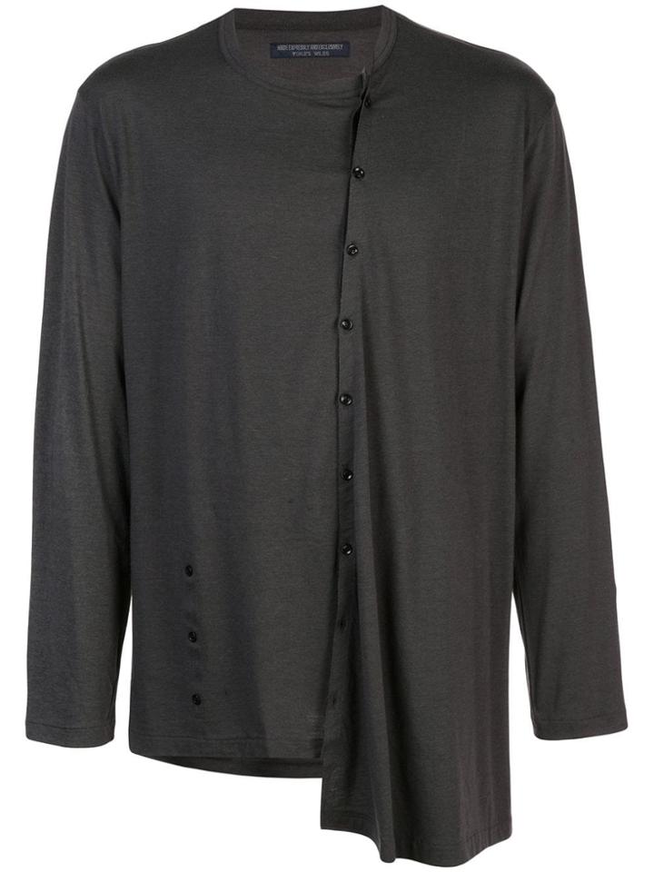 Yohji Yamamoto Asymmetric Long-sleeved T-shirt - Grey