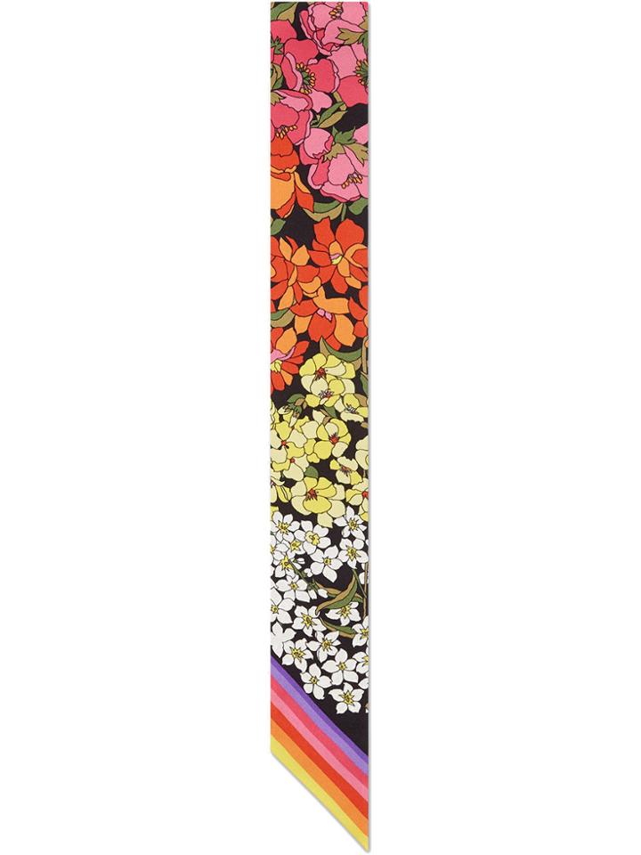 Gucci Gg And Flowers Print Silk Neck Bow - Multicolour
