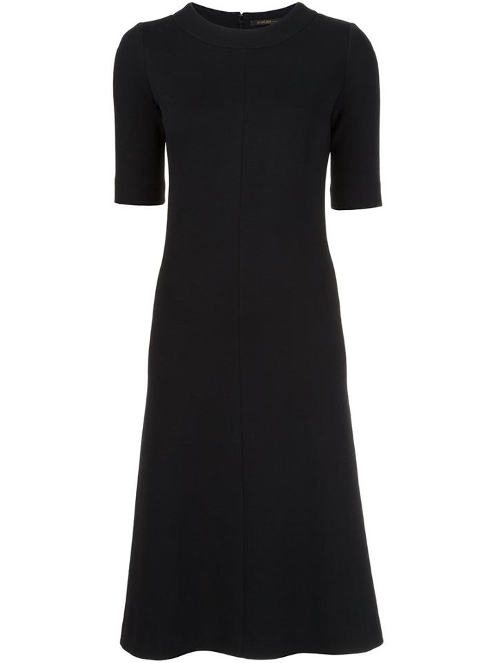 Agnona Elbow-sleeve Midi Dress, Women's, Size: 44, Black, Spandex/elastane/wool
