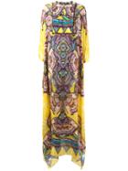 Roberto Cavalli Aztec Print Handkerchief Dress, Women's, Size: 44, Yellow/orange, Cotton/silk/spandex/elastane/silk