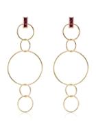 Ileana Makri 18kt Yellow Gold Ruby Embellished Dangling Hoop Earrings