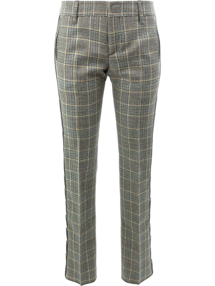 Faith Connexion Checked Logo Stripe Trousers - Brown
