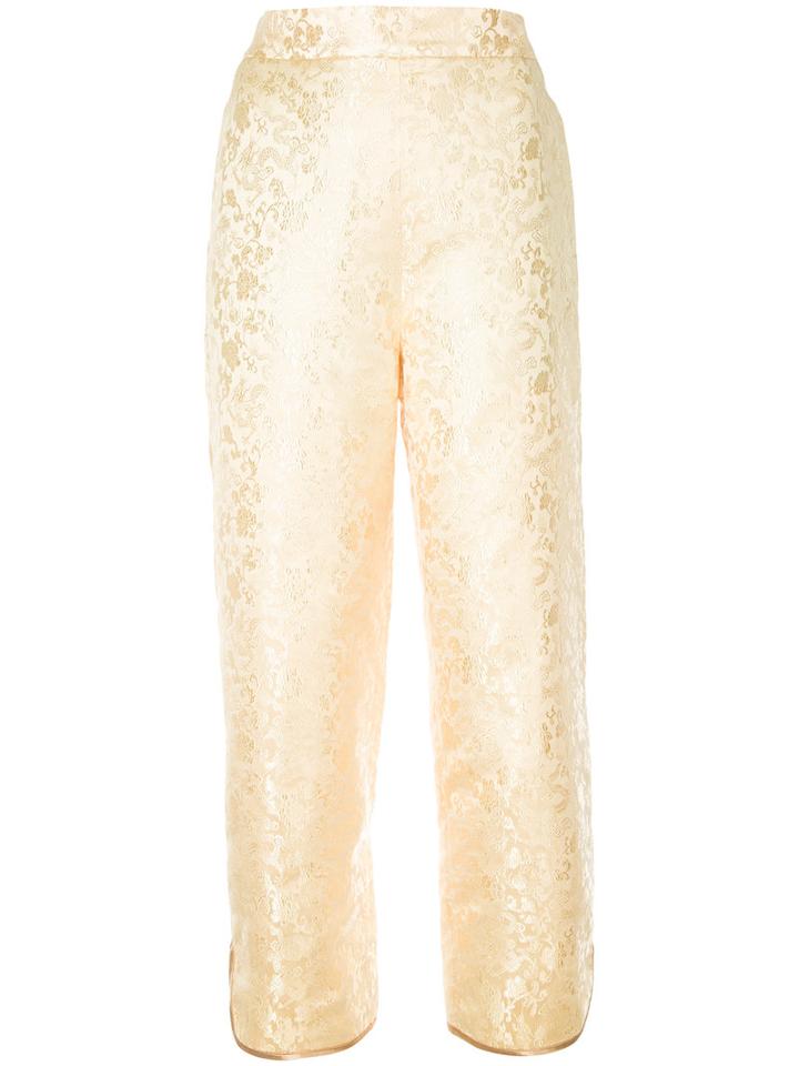 H Beauty & Youth Floral Print Pants, Women's, Size: Medium, Yellow/orange, Polyester