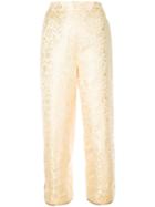 H Beauty & Youth Floral Print Pants, Women's, Size: Medium, Yellow/orange, Polyester