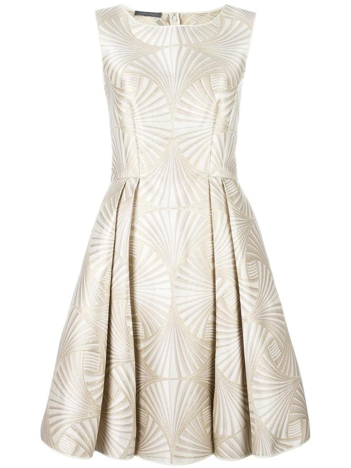 Alberta Ferretti Flared Jacquard Dress, Women's, Size: 44, Nude/neutrals, Polyester