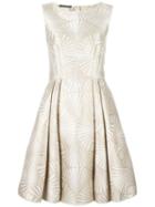 Alberta Ferretti Flared Jacquard Dress, Women's, Size: 44, Nude/neutrals, Polyester