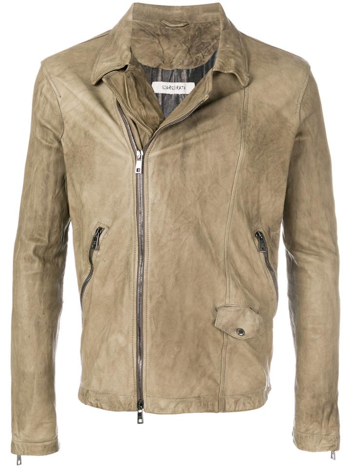 Giorgio Brato Textured Biker Jacket - Green