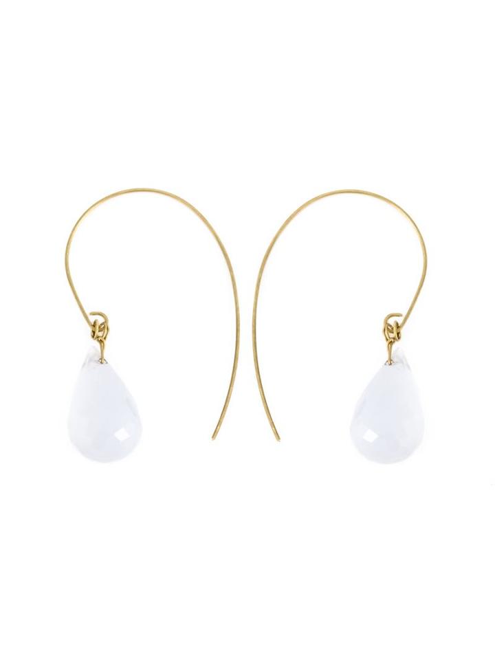 Uzerai Edits 18kt Yellow Gold Dove Grey Agate Earrings, Women's, Metallic, 18kt Yellow Gold/agate